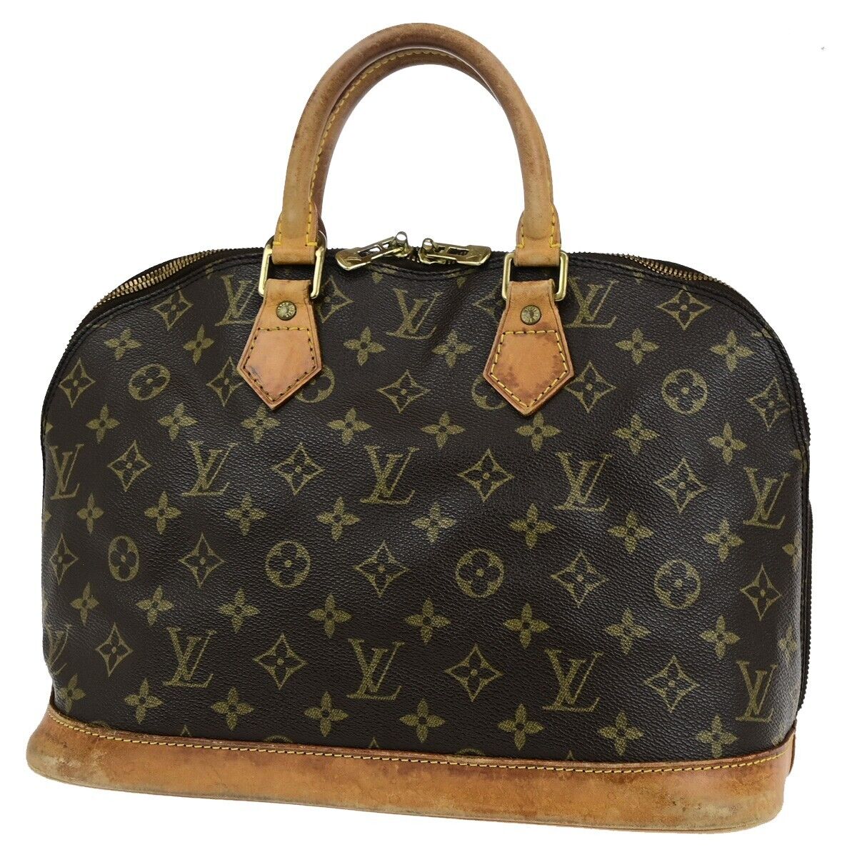 LOUIS VUITTON LV Logo Alma Hand Bag Monogram Leather Brown U.S.A. M51130 69SJ593