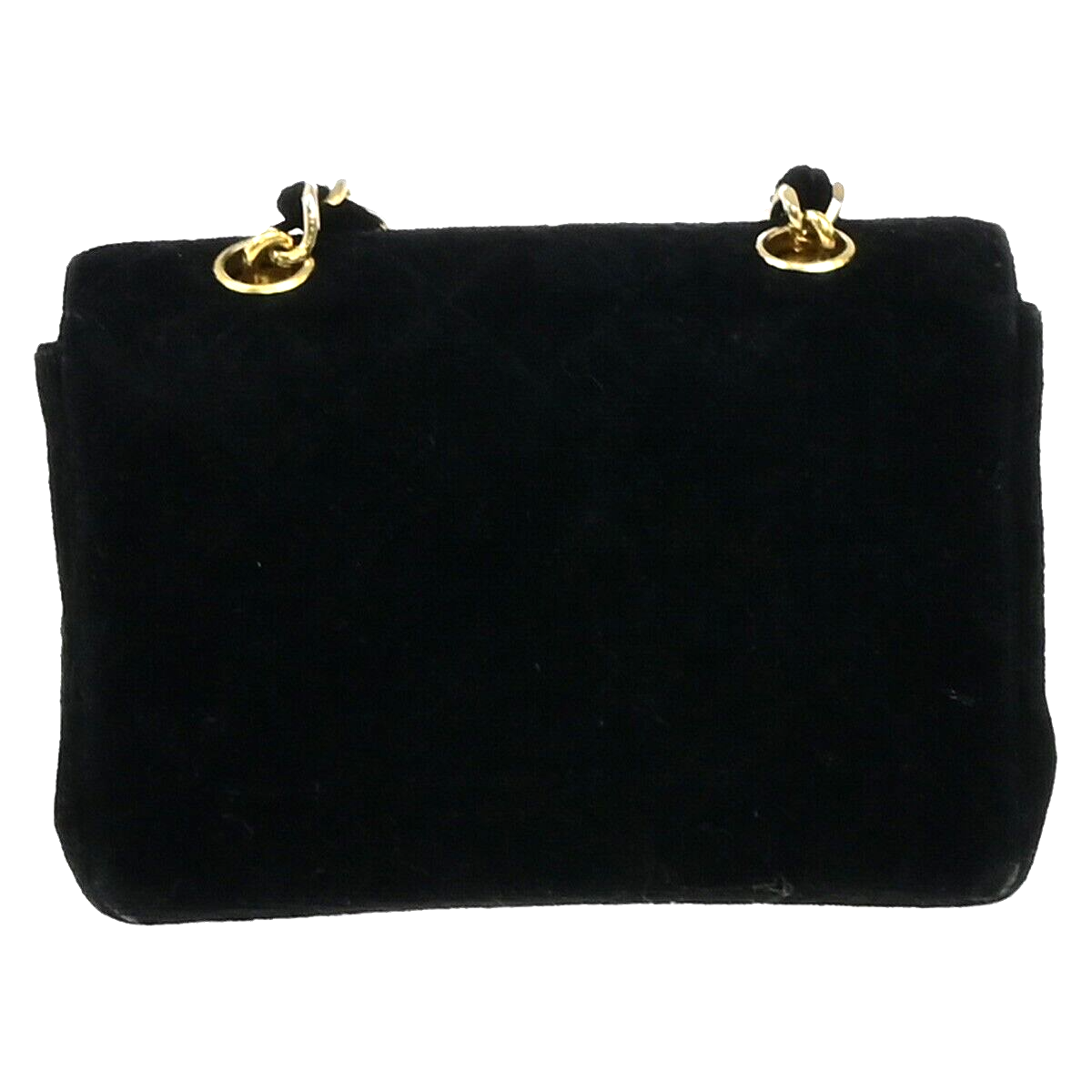 CHANEL Mini Matelasse Shoulder Bag Velvet Leather Black Gold Vintage 684RK894