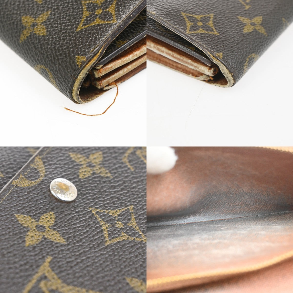 LOUIS VUITTON LV Logo 3 Set Wallet Cigarette Case Monogram Leather Brown 68KC965