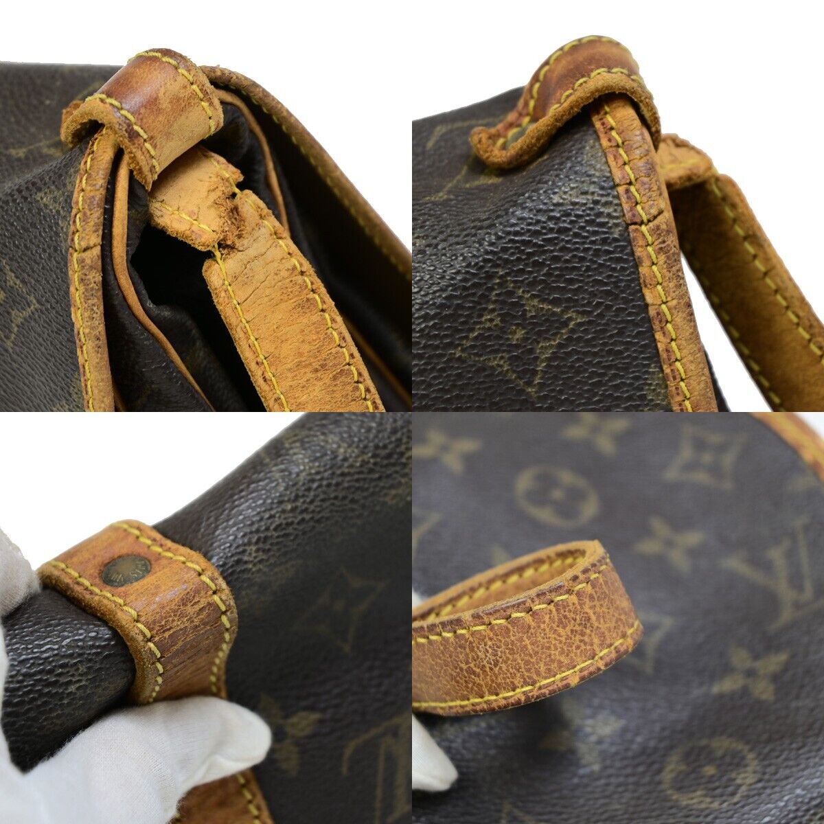 LOUIS VUITTON Logo Saumur 30 Shoulder Bag Monogram Leather Brown M42256 64EB111