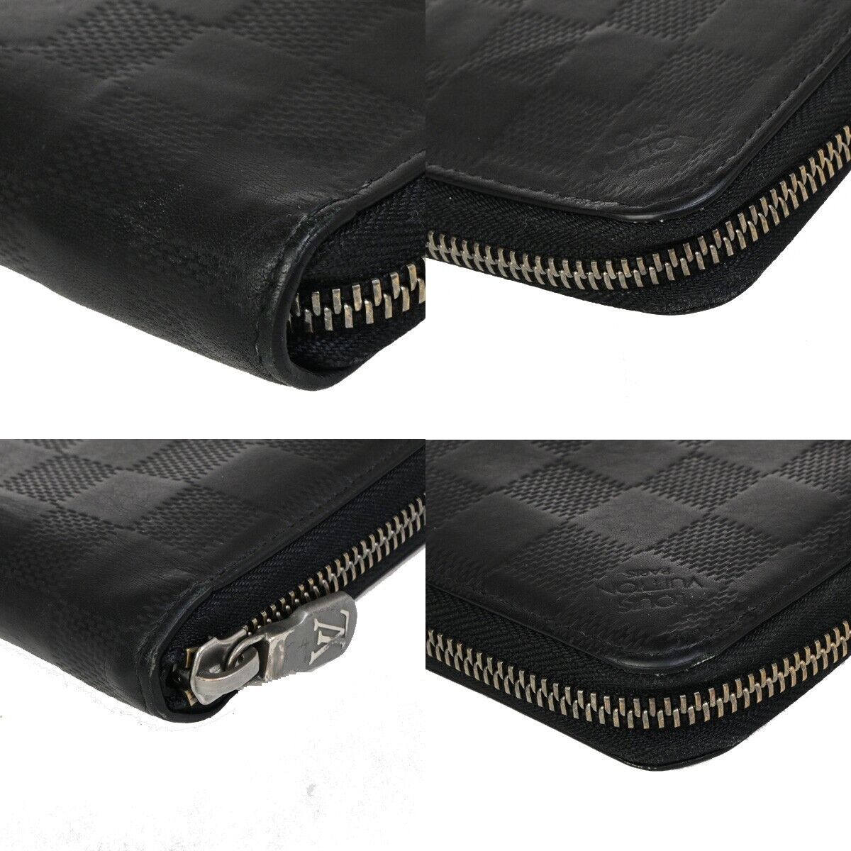 LOUIS VUITTON Zippy Wallet Vertical Damier Infini Leather Black N63548 68ED248