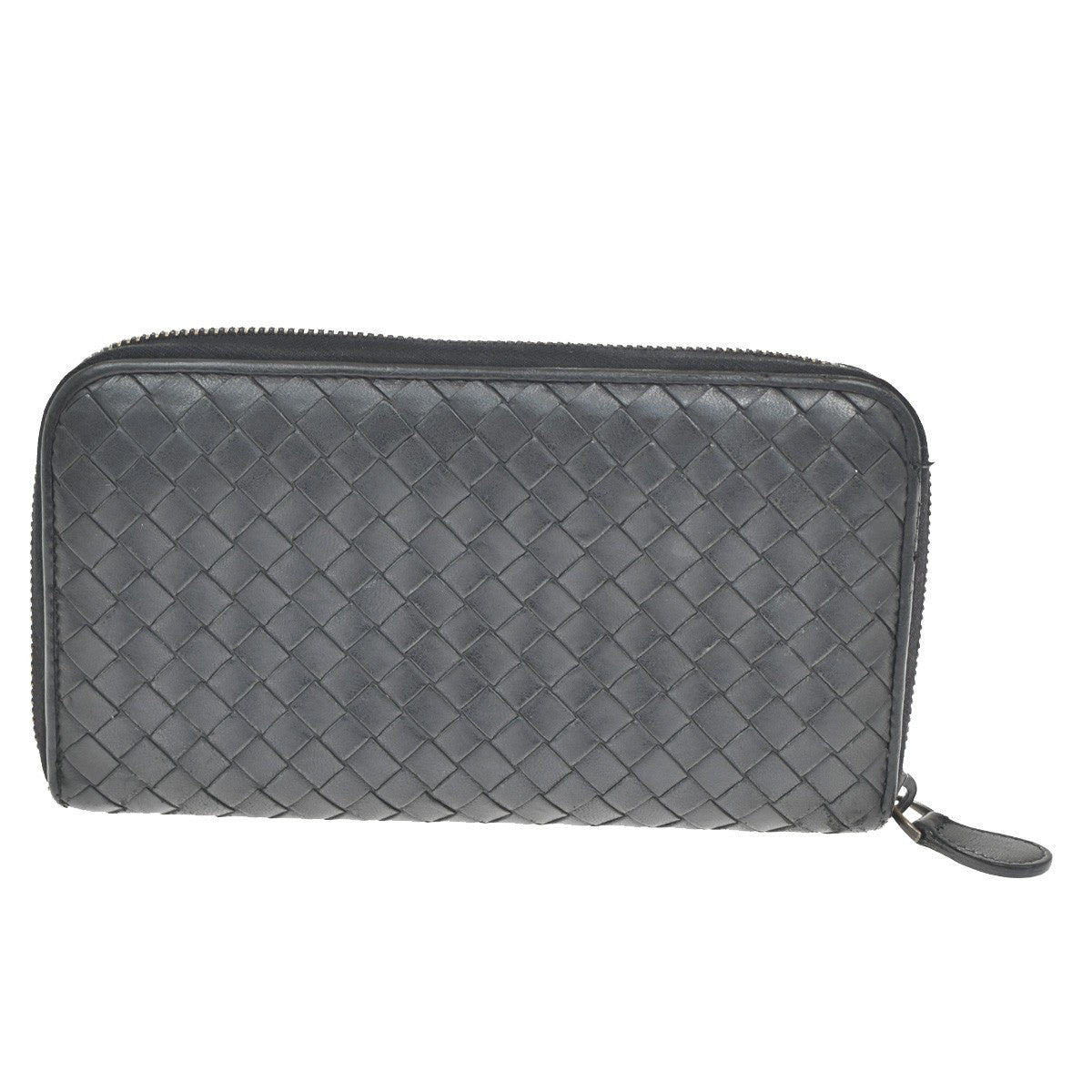BOTTEGA VENETA Logo Intrecciato Long Zipper Around Wallet Leather Black 09TA155