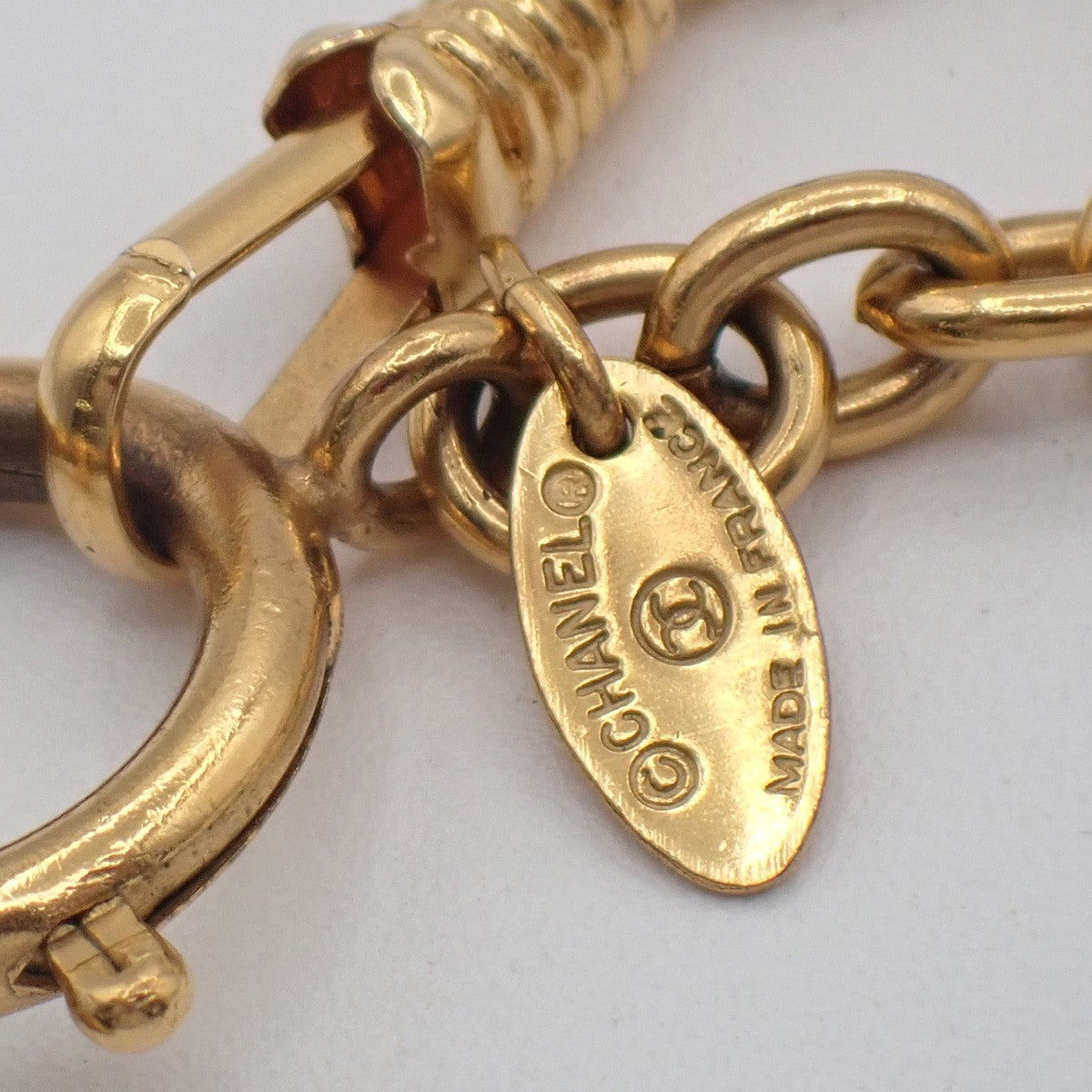 CHANEL CC Logo Chain Charm Pendant Necklace GHW Gold-Plated Vintage 99RL988