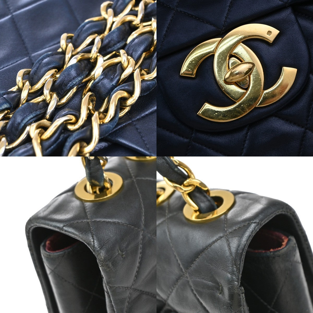CHANEL Maxi Jumbo Matelasse 34 Chain Shoulder Bag Leather Black Vintage 809RF950