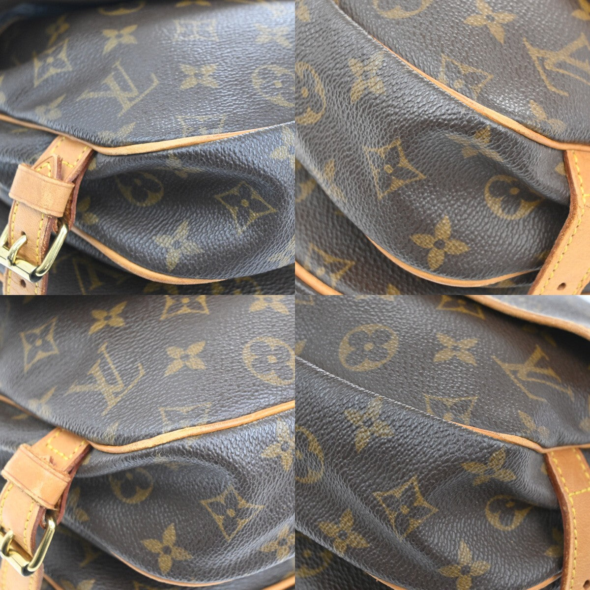 LOUIS VUITTON Logo Saumur 30 Shoulder Bag Monogram Leather Brown M42256 75EE234