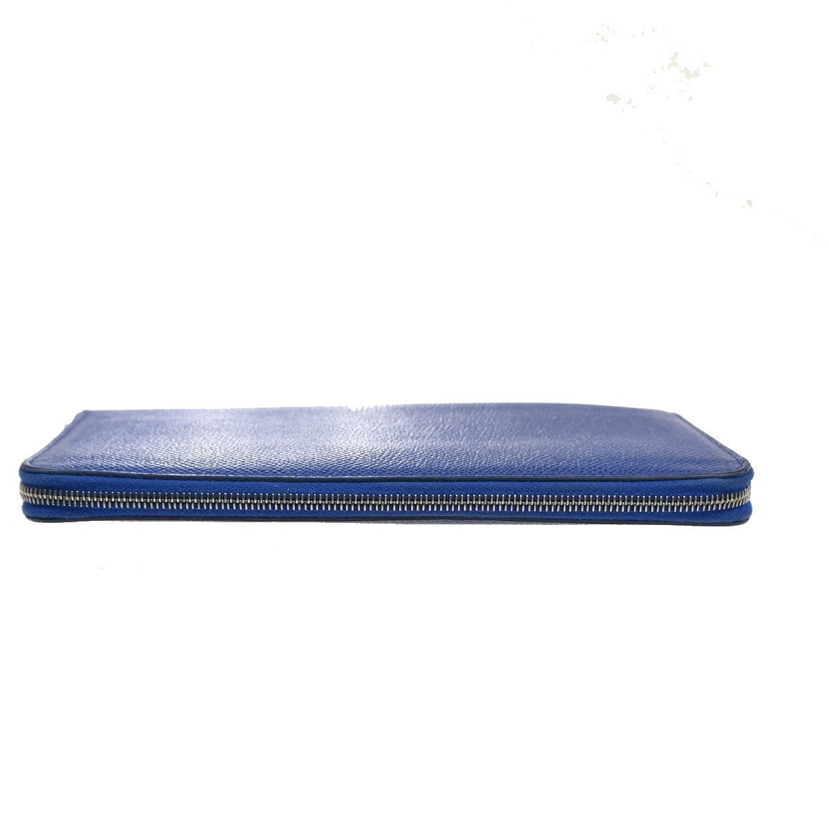HERMES Azap Silk In Zip Around Long Wallet Epsom Leather Blue SHW France 38RL950