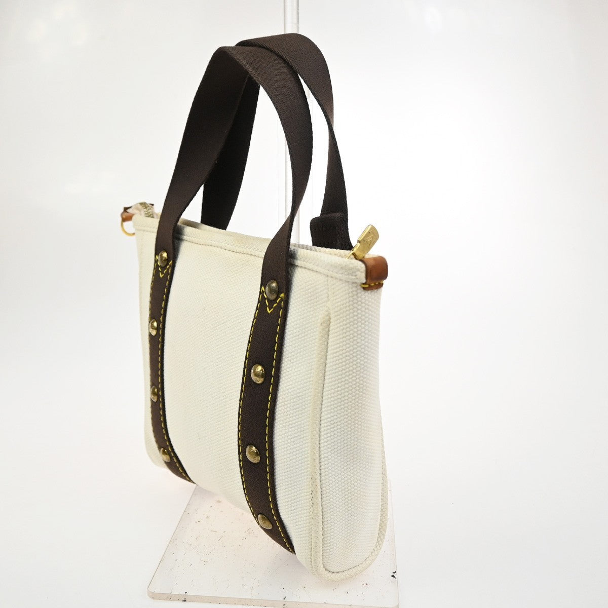 LOUIS VUITTON Cabas PM Hand Bag Antigua Canvas Leather White M40039 39TA578