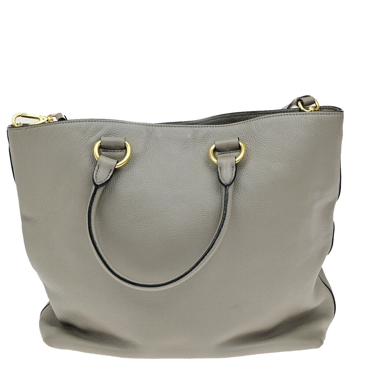 PRADA MILNO Logo 2Way Shoulder Hand Bag Vitello Phenix Leather Gray GHW 83ED876