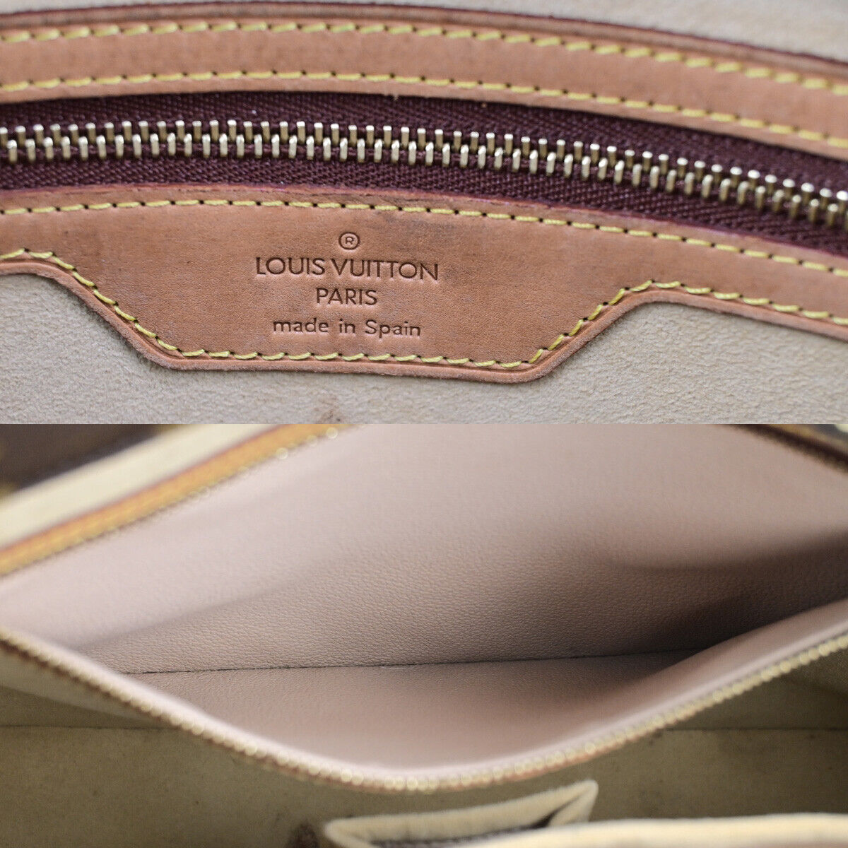 LOUIS VUITTON Logo Luco Shoulder Tote Bag Monogram Leather Brown M51155 87SJ459