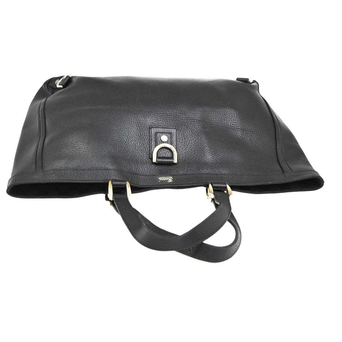 GUCCI GG Pattern Abbey D-ring Shoulder Teto Bag Leather Black Italy GHW 32KC926