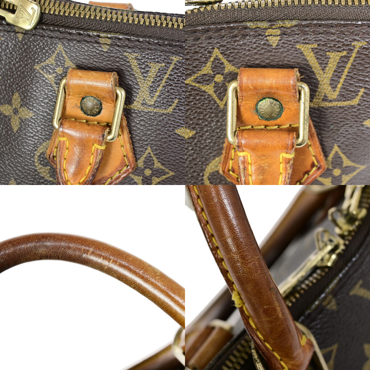 LOUIS VUITTON LV Logo Alma Hand Bag Monogram Leather Brown U.S.A. M51130 30YF593