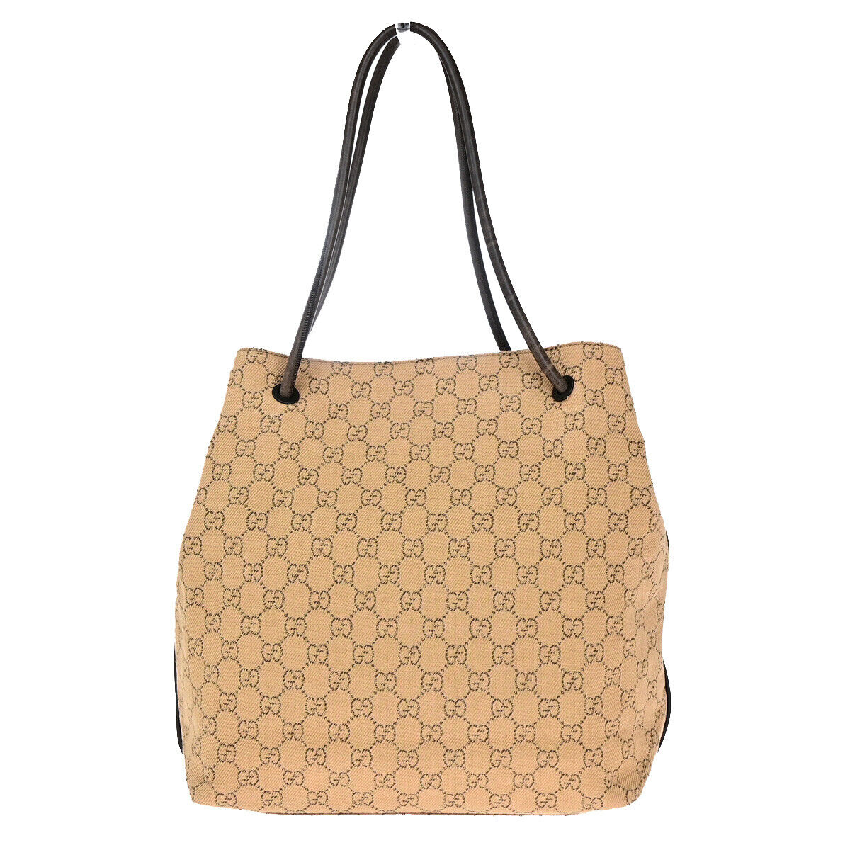 GUCCI Logo GG Pattern Shoulder Bag Canvas Leather Brown Made In Italy 60YF013
