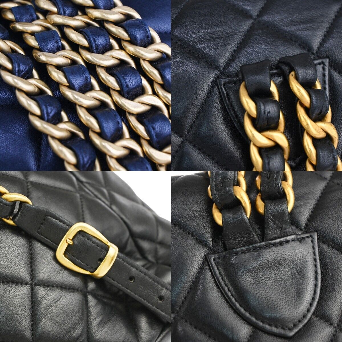 CHANEL CC Logo Matelasse Chain Backpack Bag Leather Black GHW Vintage 731RJ682