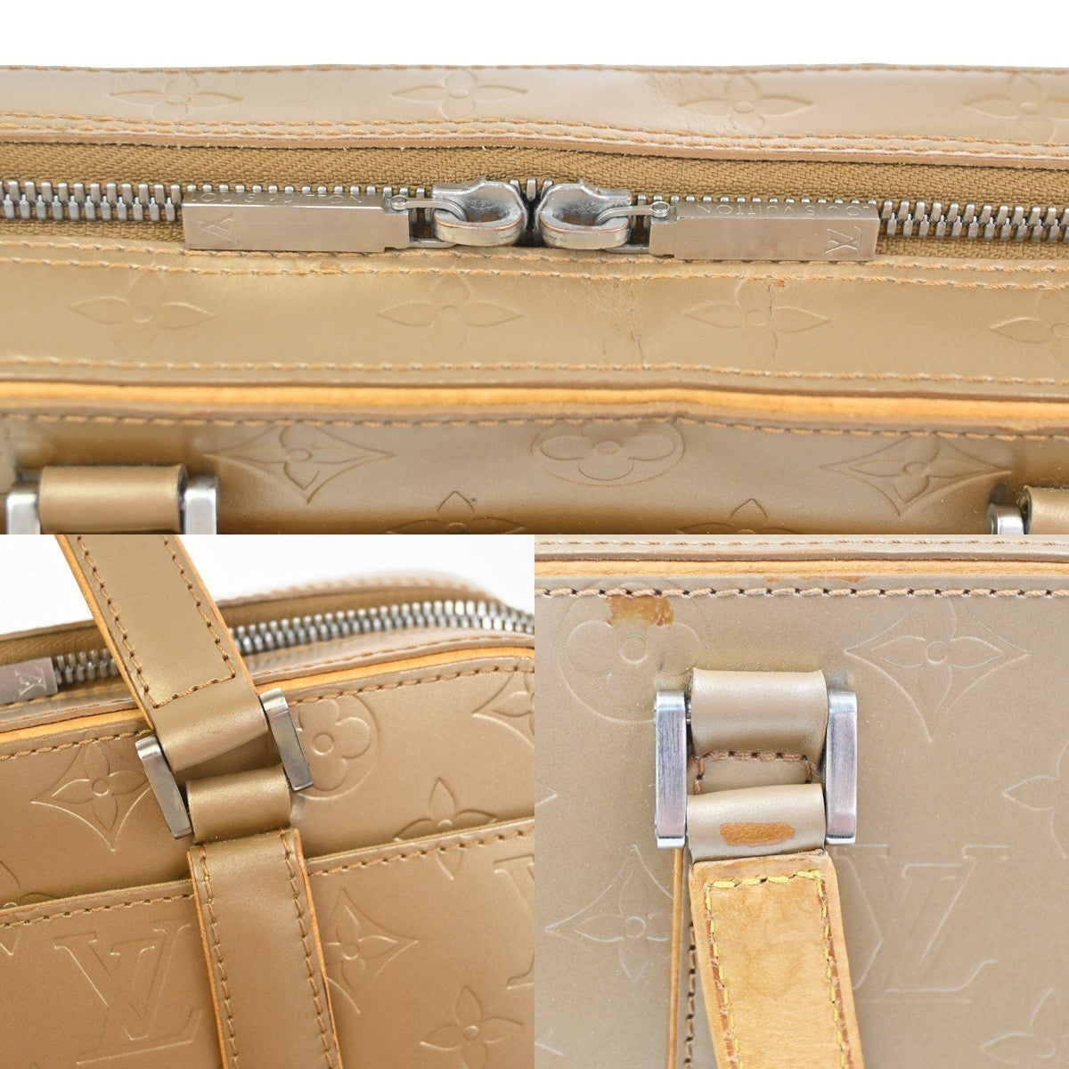 LOUIS VUITTON Shelton Hand Bag Monogram Mat Leather Gold France M55177 34KC917