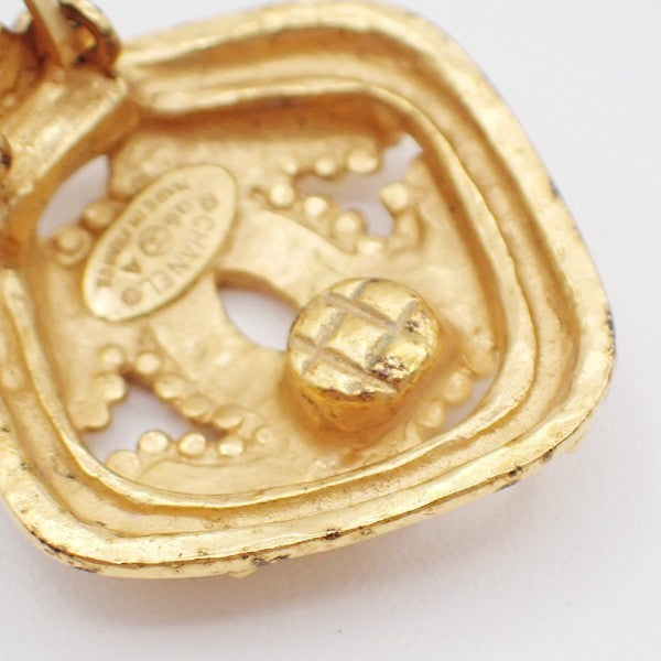 CHANEL CC Diamond Shape Button Earrings 96 AClip-On Gold GHW Vintage 83RL871