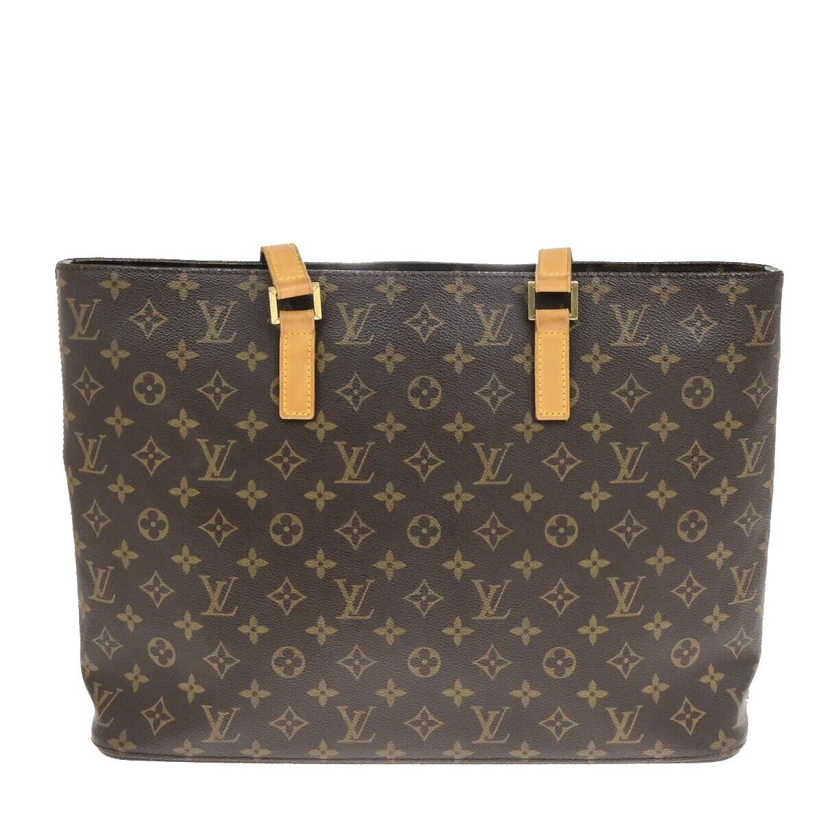LOUIS VUITTON Logo Luco Shoulder Tote Bag Monogram Leather Brown M51155 34ED939