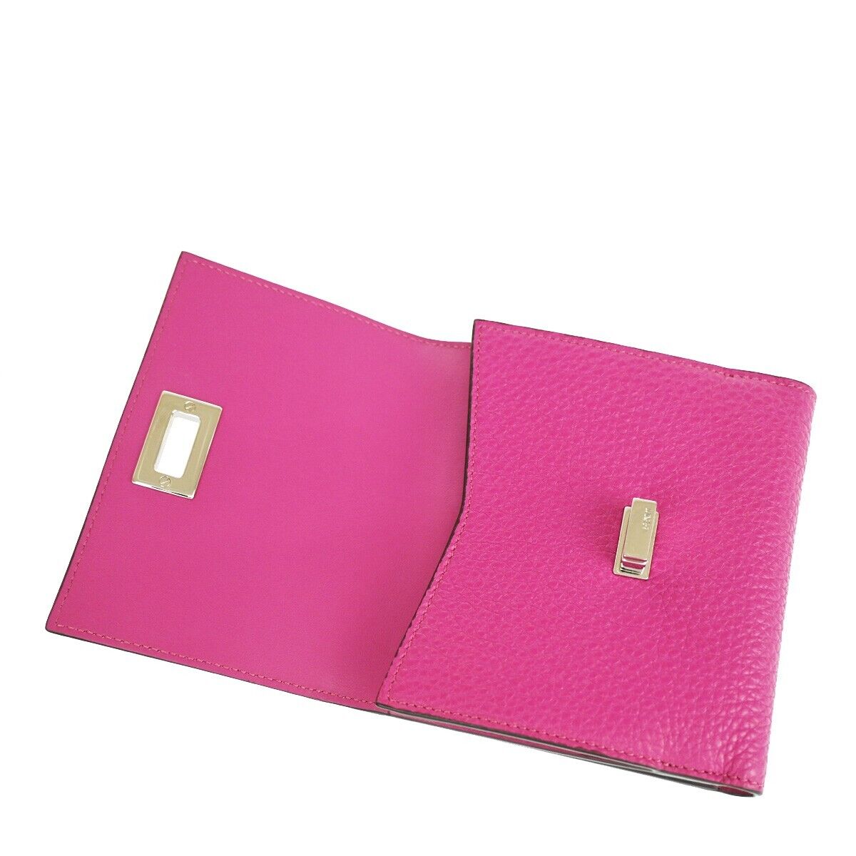 FENDI Logo Peekaboo Bifold Wallet Purse Leather Magenta SHW Italy 39RJ491