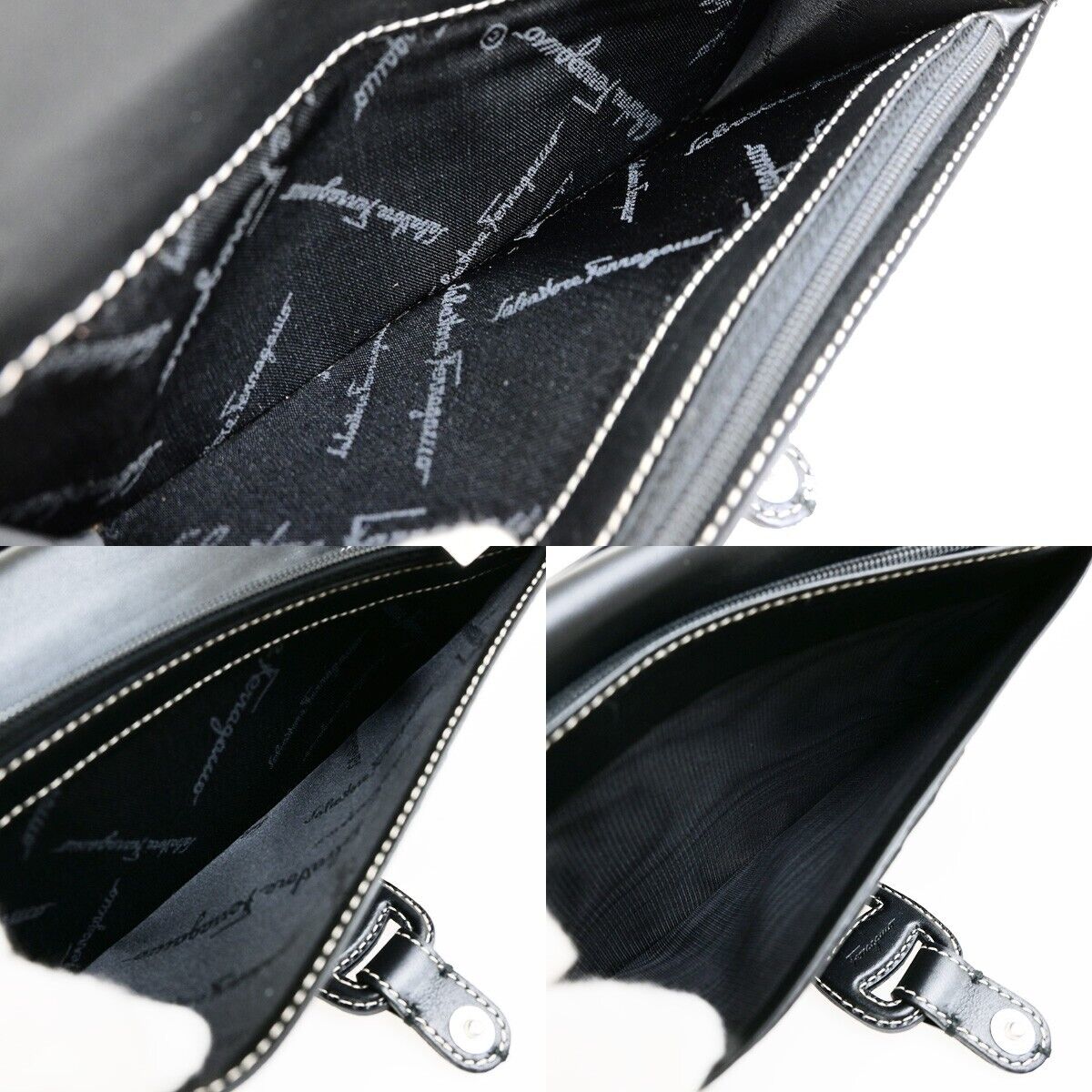 SALVATORE FERRAGAMO Logo Vara Bifold Long Walllet Leather Black Italy 01KA410