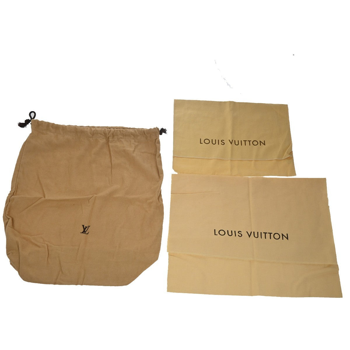 LOUIS VUITTON Logo 10 Set Drawstring Dust Bag Canvas Cotton Beige Brown 09YH868