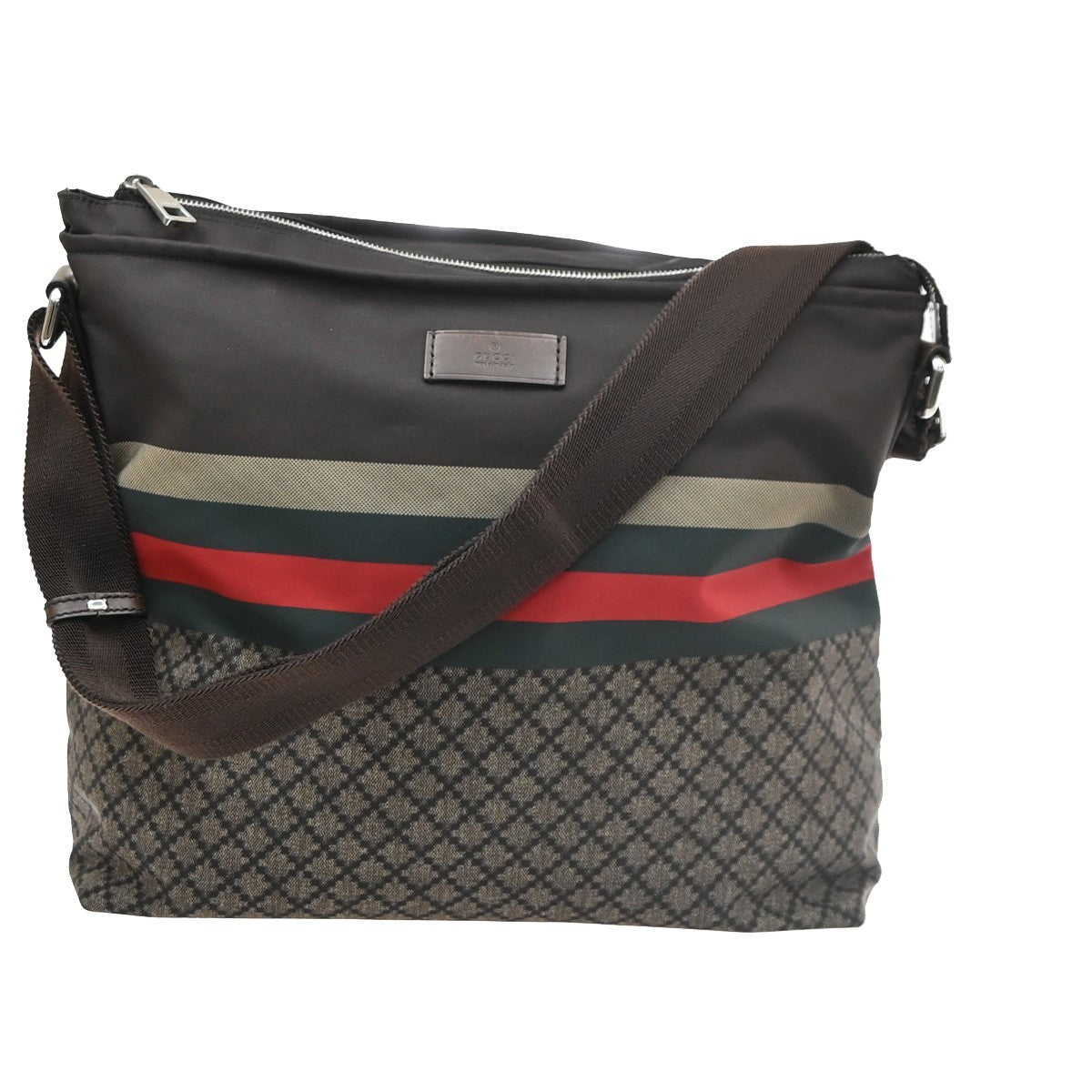 Gucci  Diamante Sherry Web  shoulder Messenger Bag Nylon Navy Blue Brown 77SA158