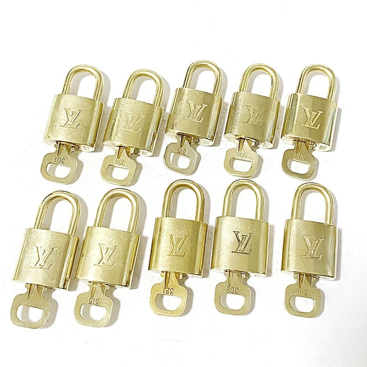 LOUIS VUITTON LV 10 SET PADLOCK KEY BAG CHARM CADENA GOLD-PLATED FRANCE 31MT193