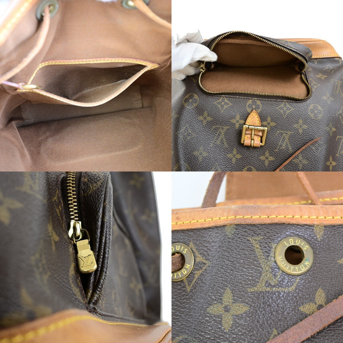 LOUIS VUITTON Montsouris MM Backpack Bag Monogram Leather Brown M51136 75EE122