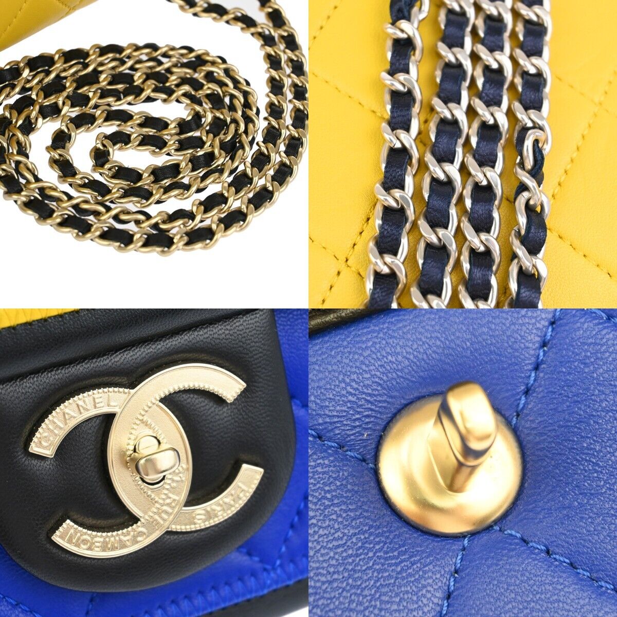 CHANEL Multicolor Matelasse Flap Chain Shoulder Bag Leather BK BE RD YW 730RJ623