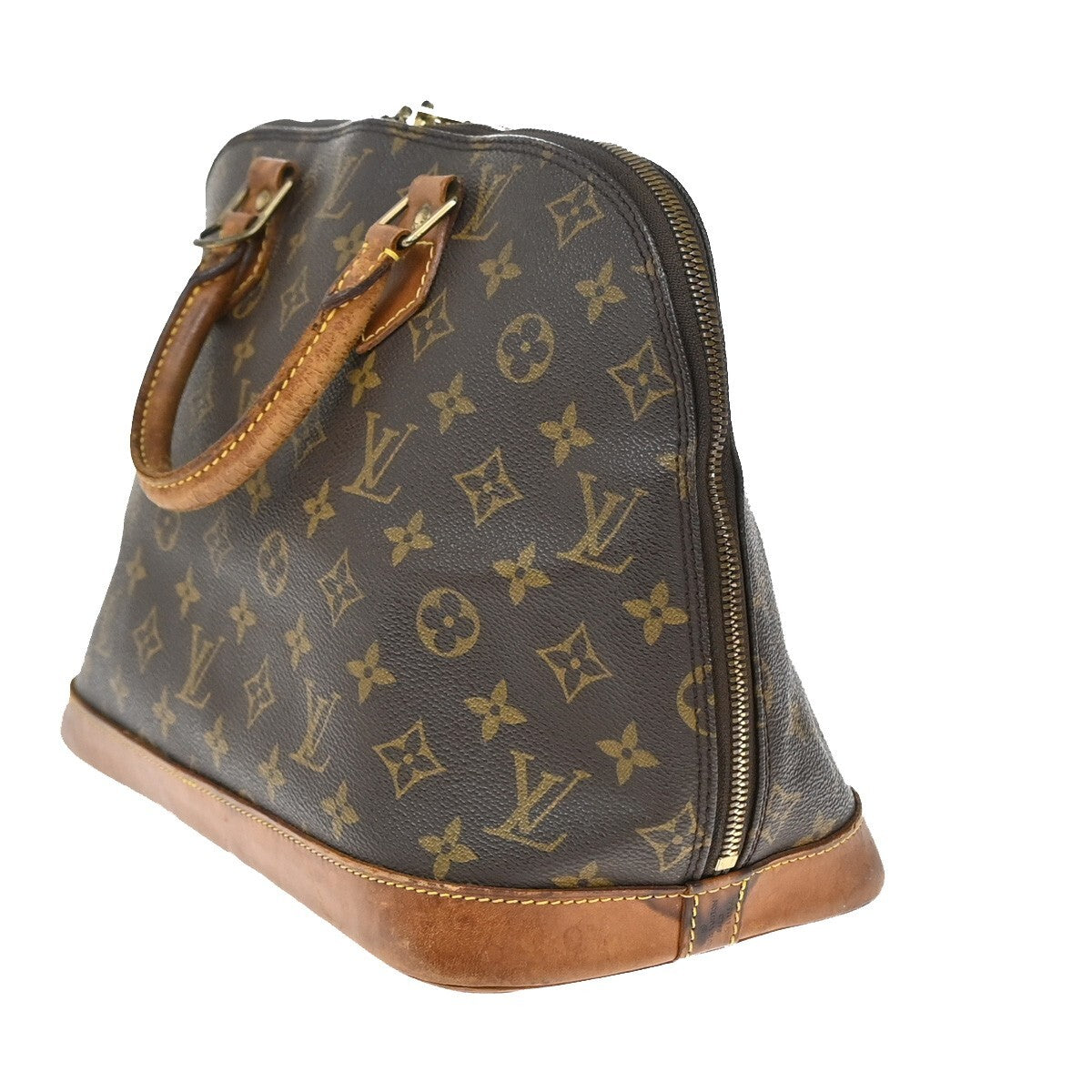 LOUIS VUITTON LV Logo Alma Hand Bag Monogram Leather Brown U.S.A. SD0995 61EE209