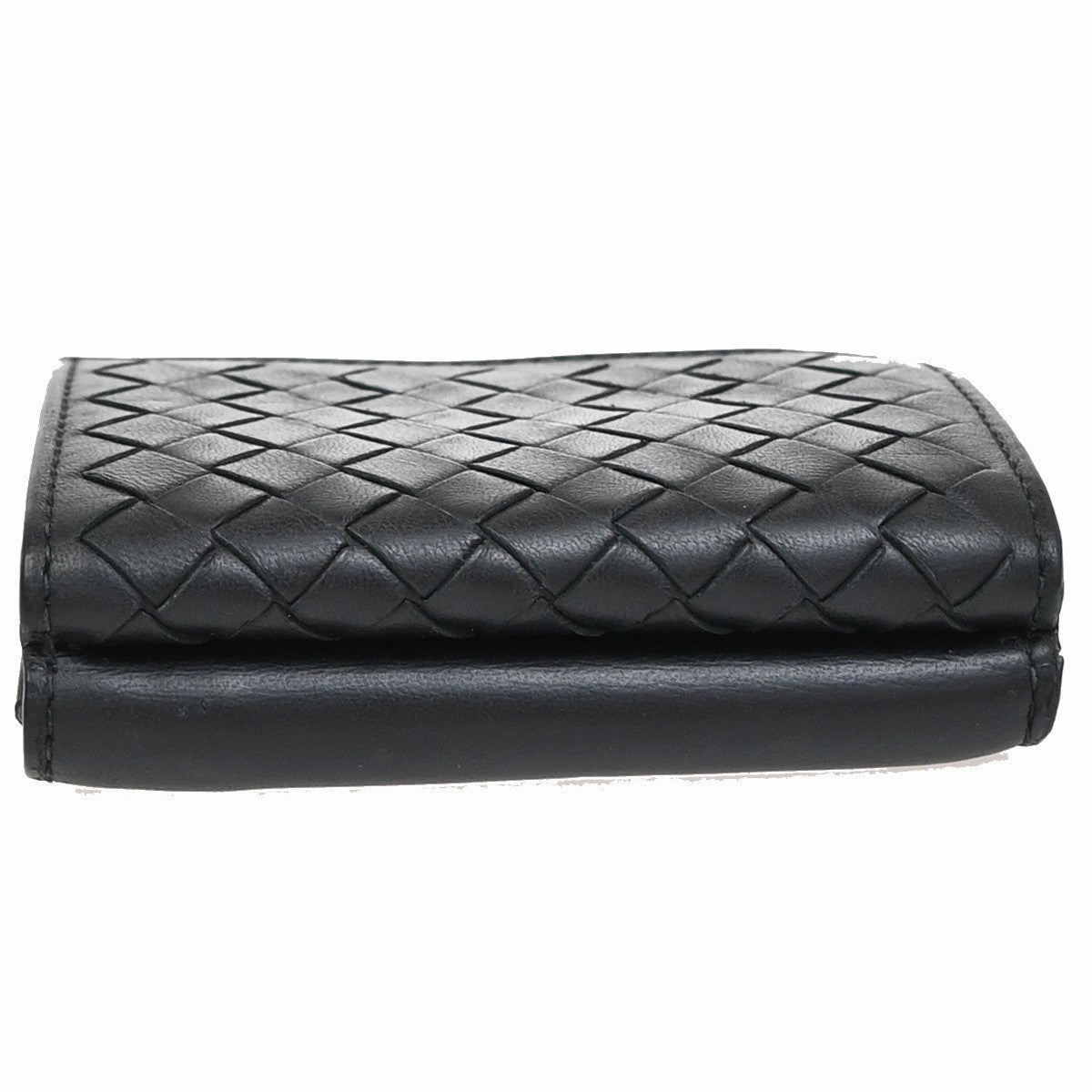 BOTTEGA VENETA INTRECCIATO Trifold Compact Wallet Leather Black Italy 67EG205