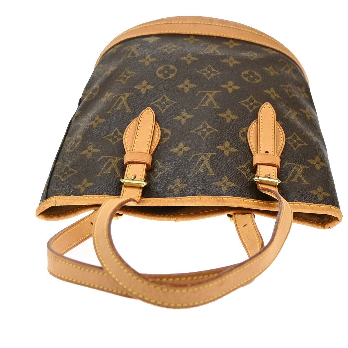 LOUIS VUITTON BUCKET PM Shoulder Tote Bag Monogram Leather Brown M42238 91EE306