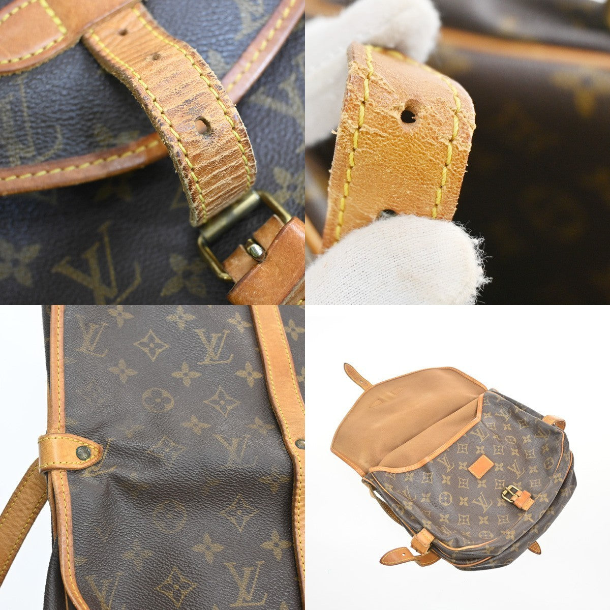 LOUIS VUITTON Logo Saumur 30 Shoulder Bag Monogram Leather Brown M42256 82SA119