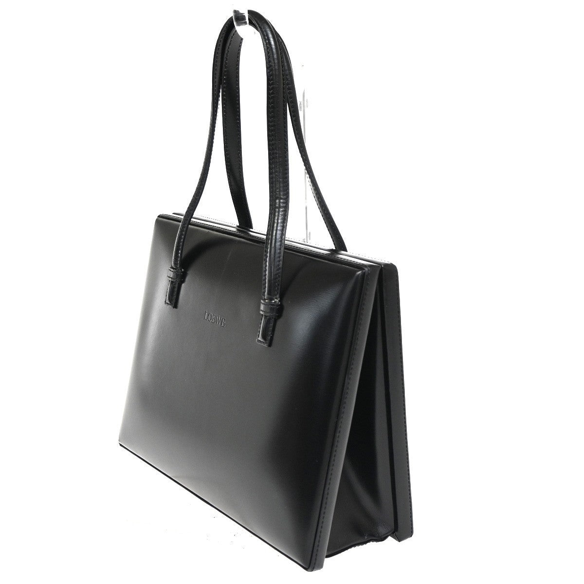 LOEWE Logo Shoulder Handbag Leather GHW Black Spain 76KC372