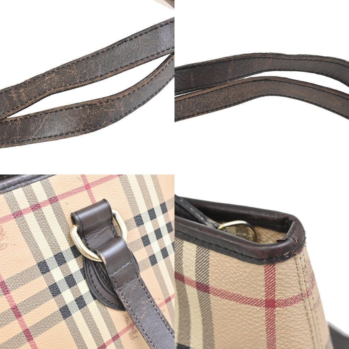 BURBERRY Logo Nova Check Shoulder Tote Bag Canvas Leather Beige Brown 67KA778