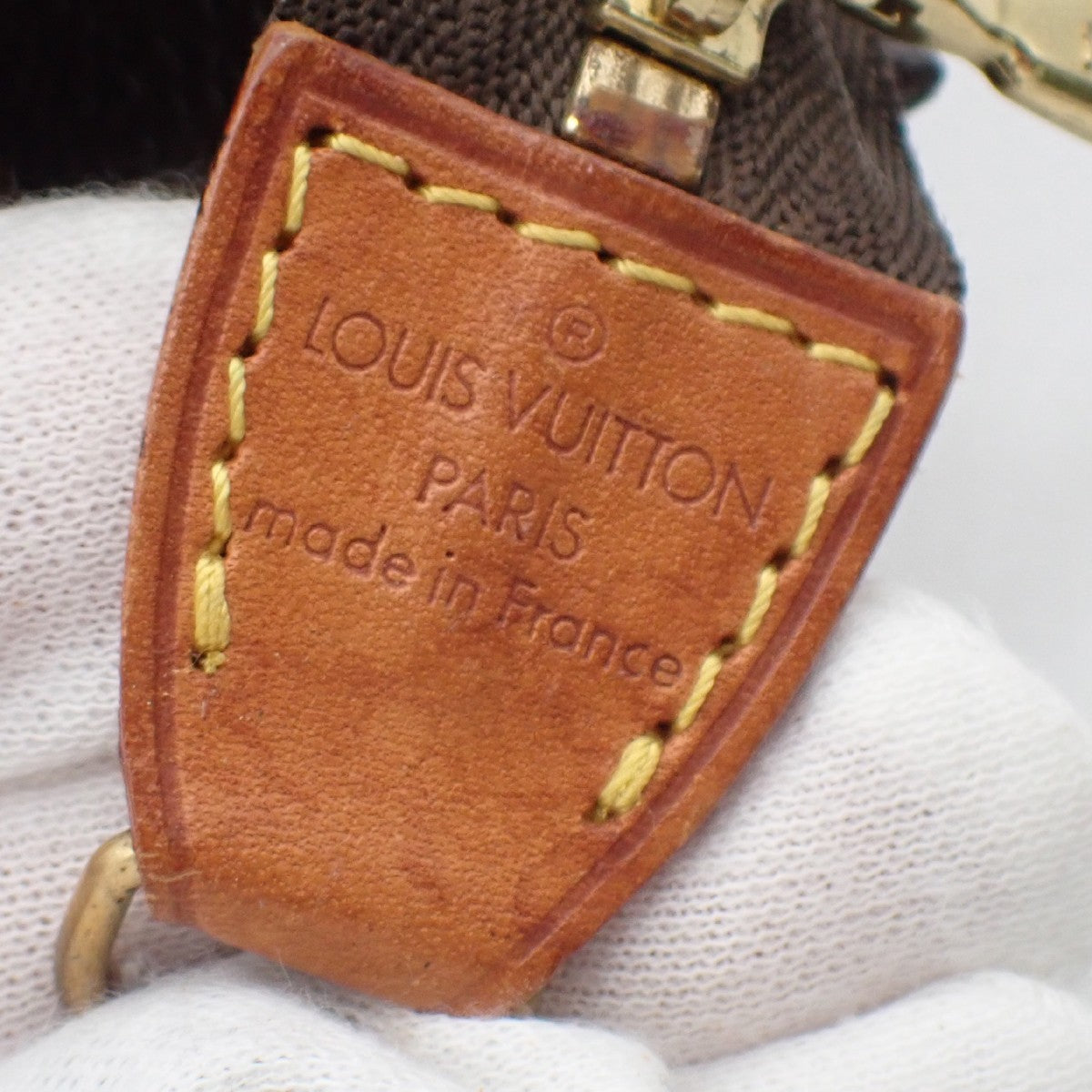 LOUIS VUITTON Logo BUCKET PM Pouch Bag Monogram Leather Brown France 66KC144
