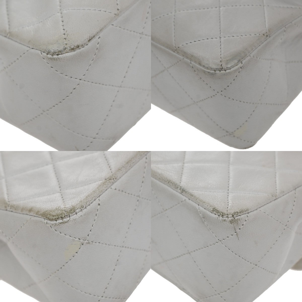 CHANEL CC Mini Matelasse Chain Shoulder Bag Leather White GHW Vintage 371RP176