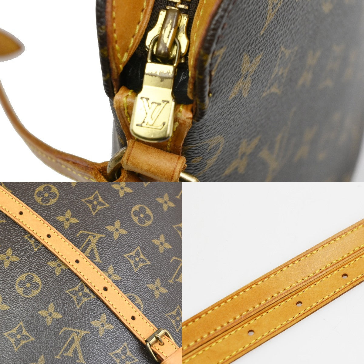 LOUIS VUITTON Logo Drouot Shoulder Bag Monogram Leather Brown M51290 79PA009