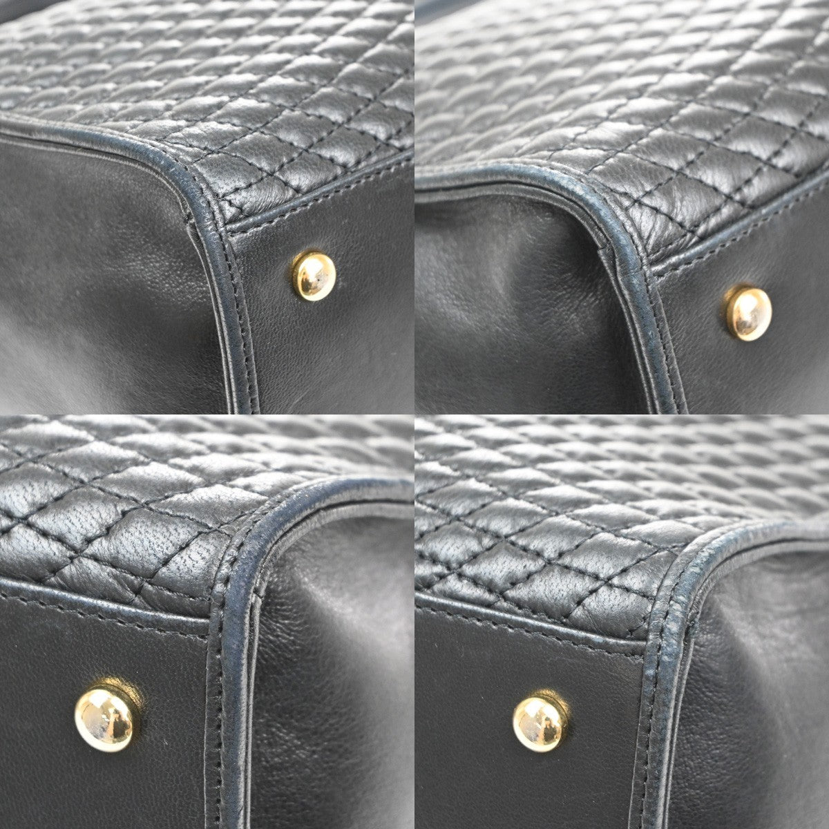 BALLY Logo Tassel Hand Bag Quilted Leather Black GHW Italy 09MA542