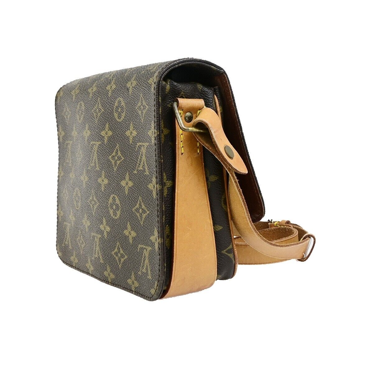 LOUIS VUITTON Cartouchiere MM Shoulder Bag Monogram Leather Brown M51253 85EC880