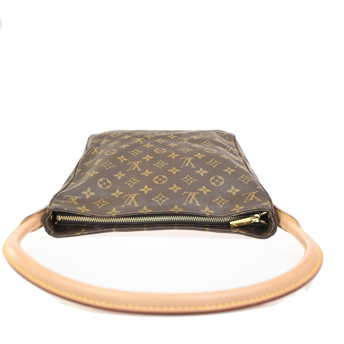 LOUIS VUITTON Logo Looping GM Shoulder Bag Monogram Leather Brown M51145 26RL728