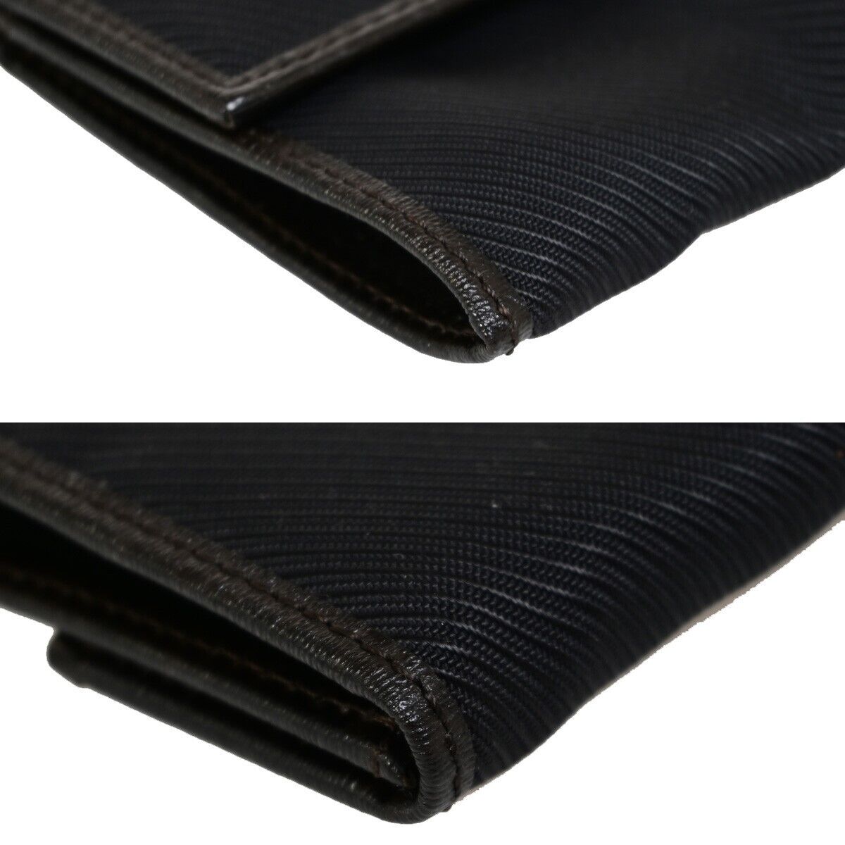 DUNHILL Logo 2 Set Long Wallet Coin Case Leather Canvas Black Brown 08EB231