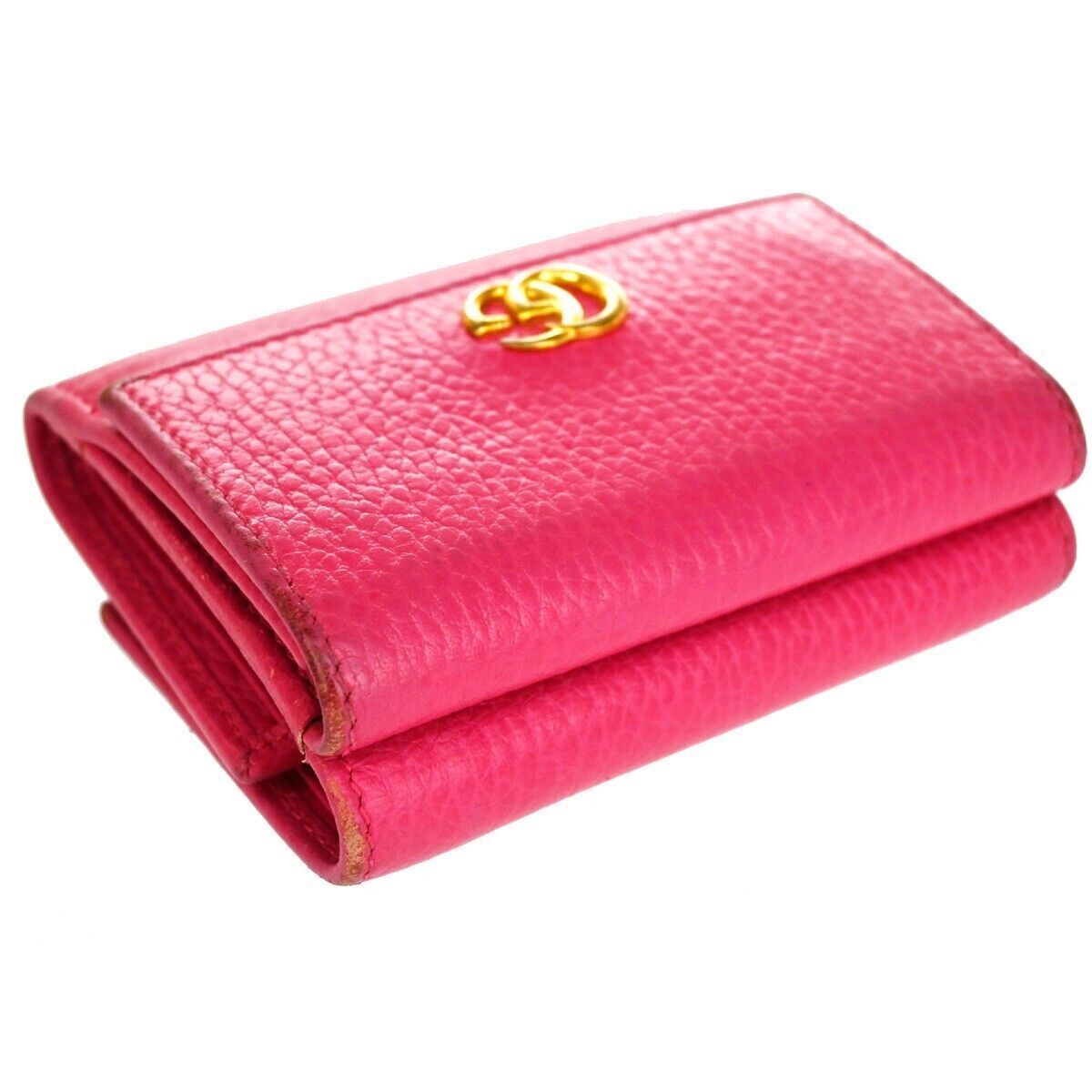 GUCCI Marmot GG Logos Bifold Wallet Purse Leather Pink Made In Italy 66SG797