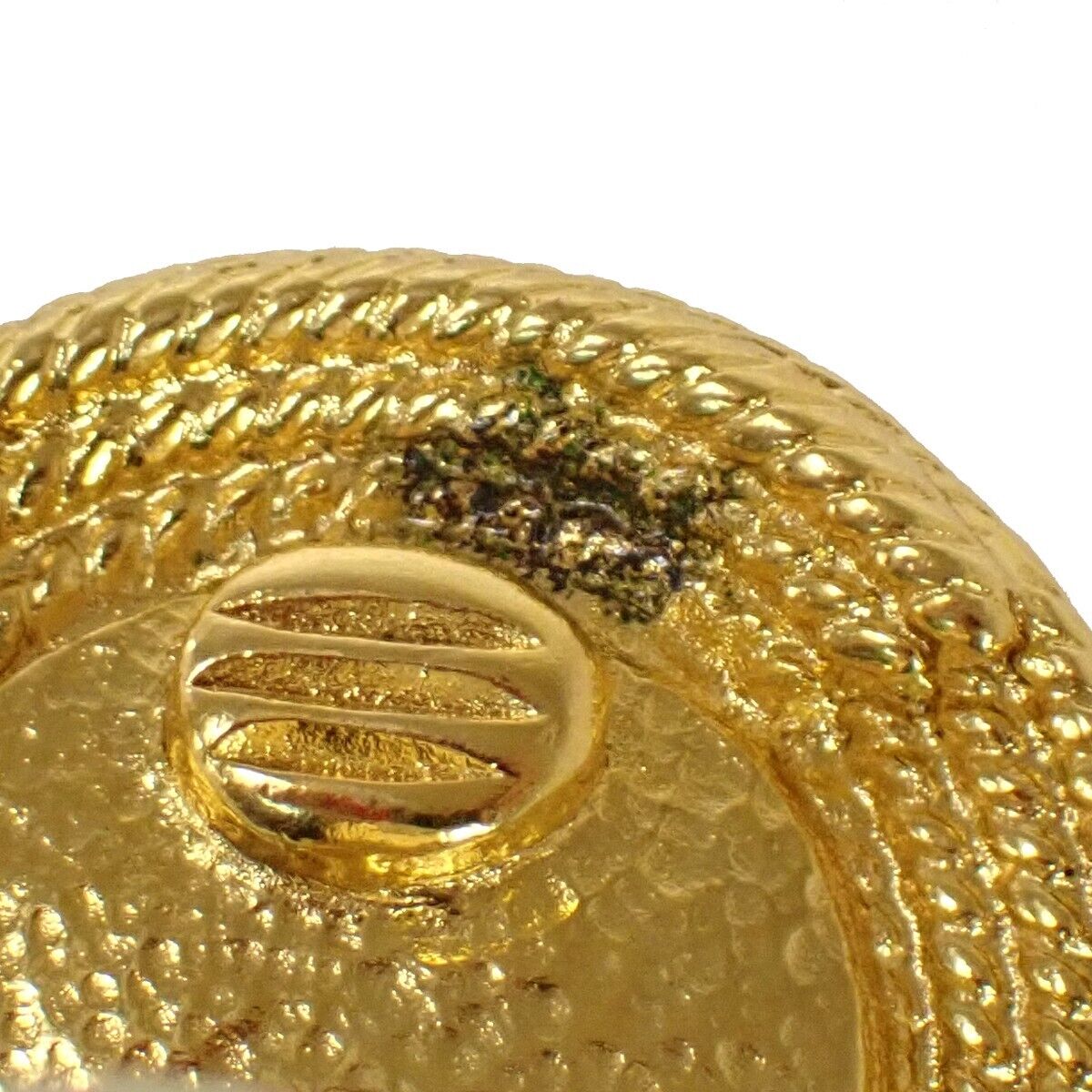 CHANEL CC Round Imitation Pearl Button Earrings 96A Clip-On GHW Vintage 33FA107