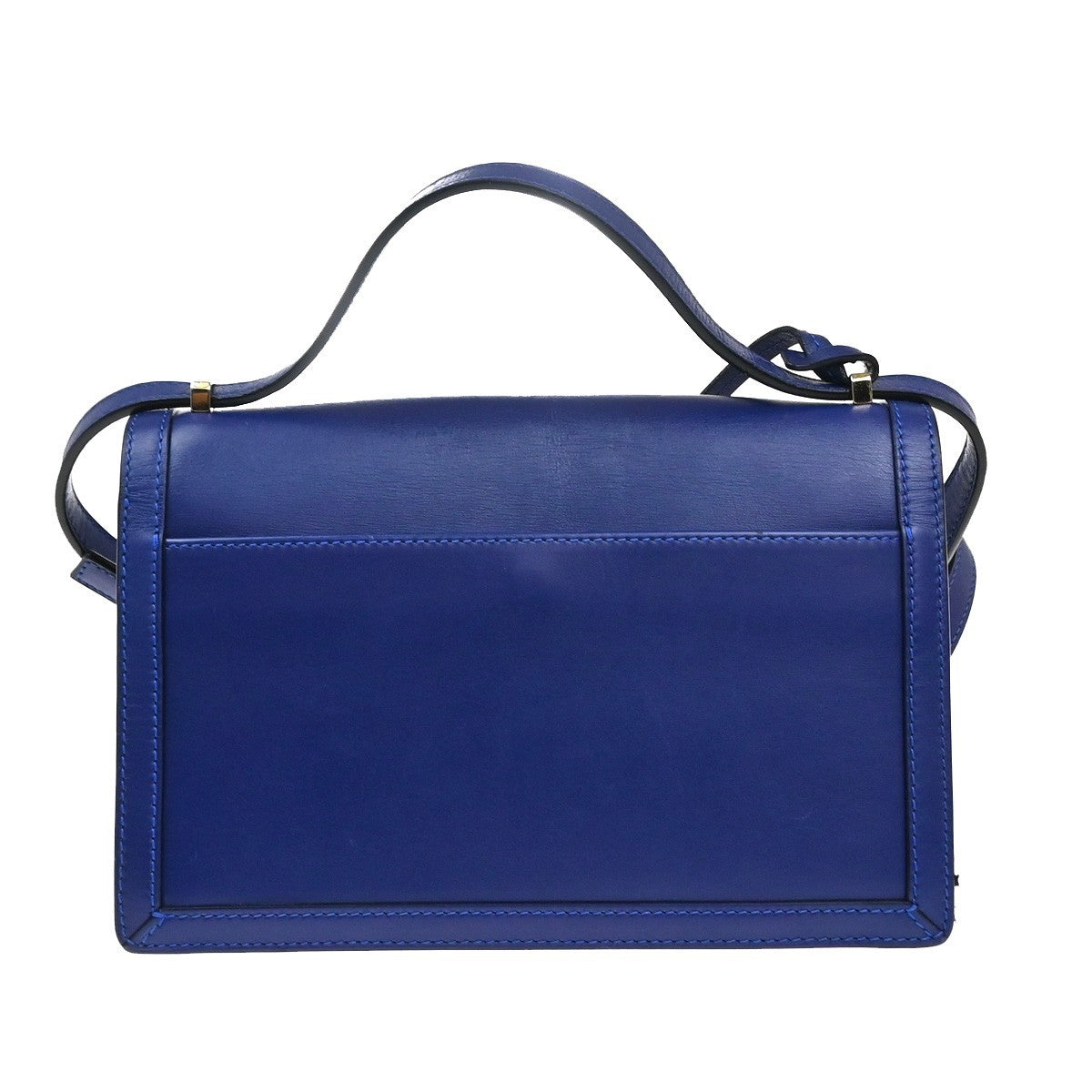 LOEWE Logo Barcelona Mini Shoulder Hand Bag Leather Blue GHW Spain 76KP582