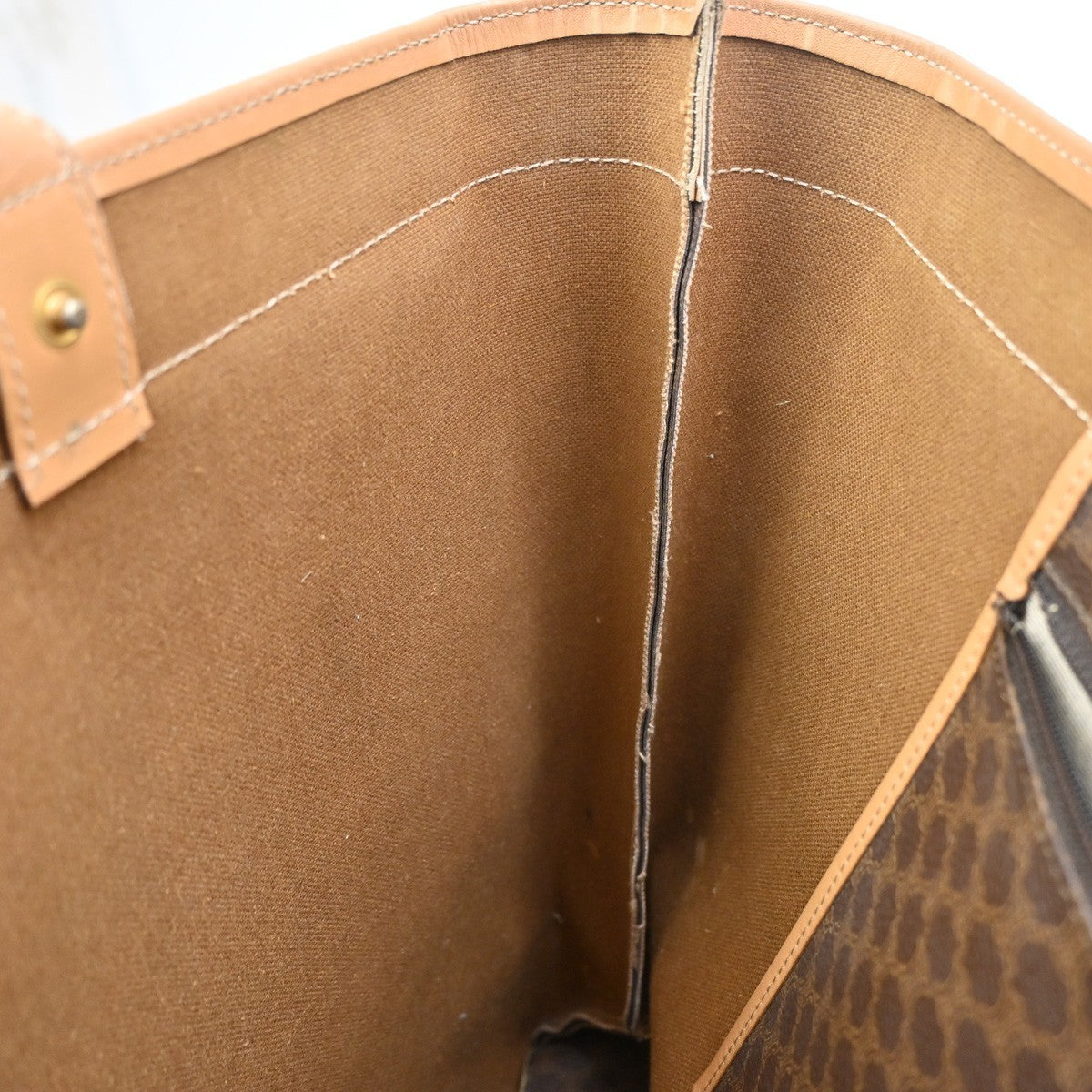 CELINE Logo Macadam Pattern Shoulder Tote Bag PVC Leather Brown GHW 31KC466