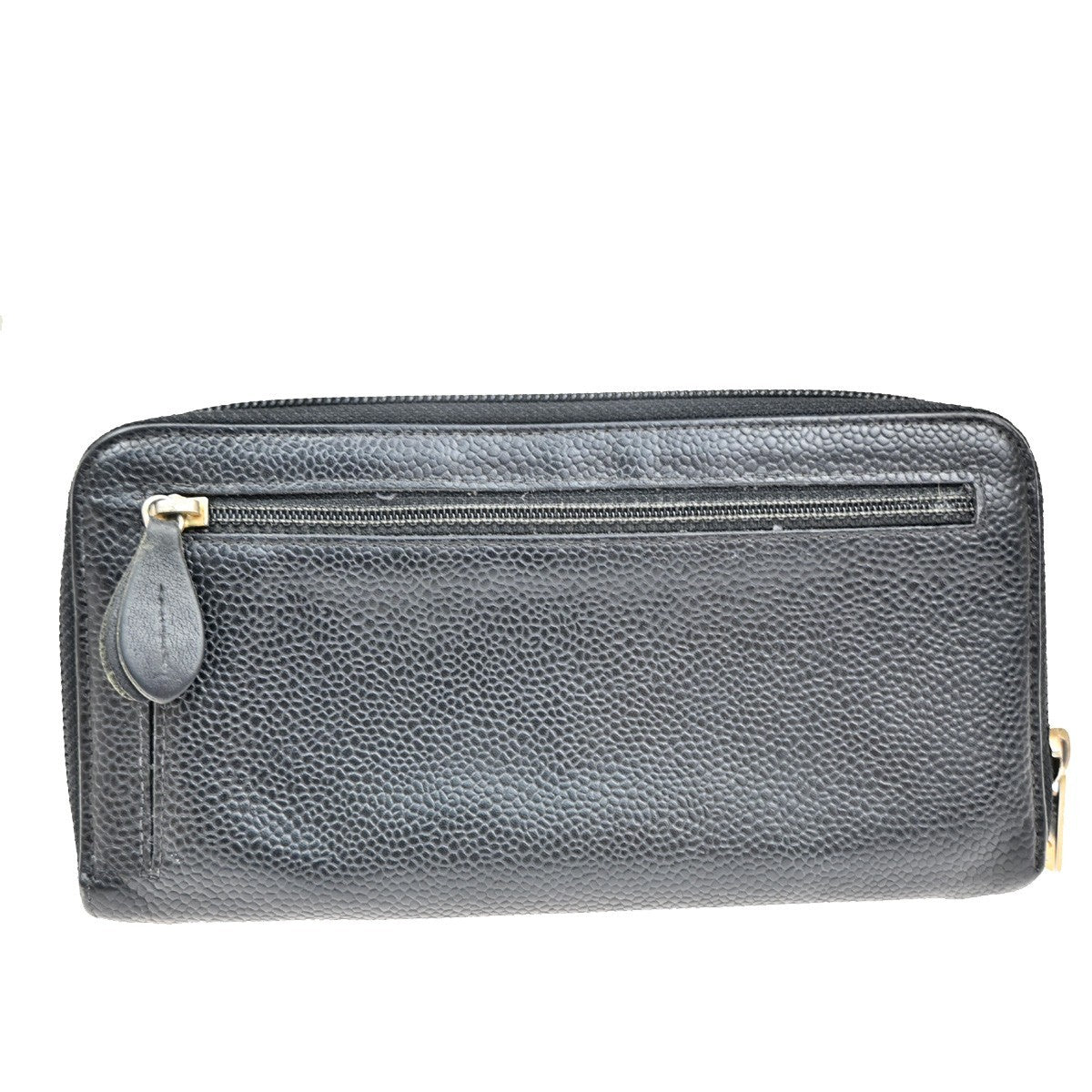 CHANEL CC Logo Long Zipper Wallet Grained Calfskin Leather Black GHW 04KC126