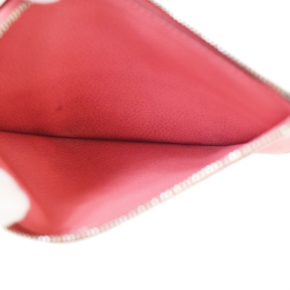 HERMES Logo Dogon GM Bifold Wallet Purse Evercalf Leather Pink France 50RC661
