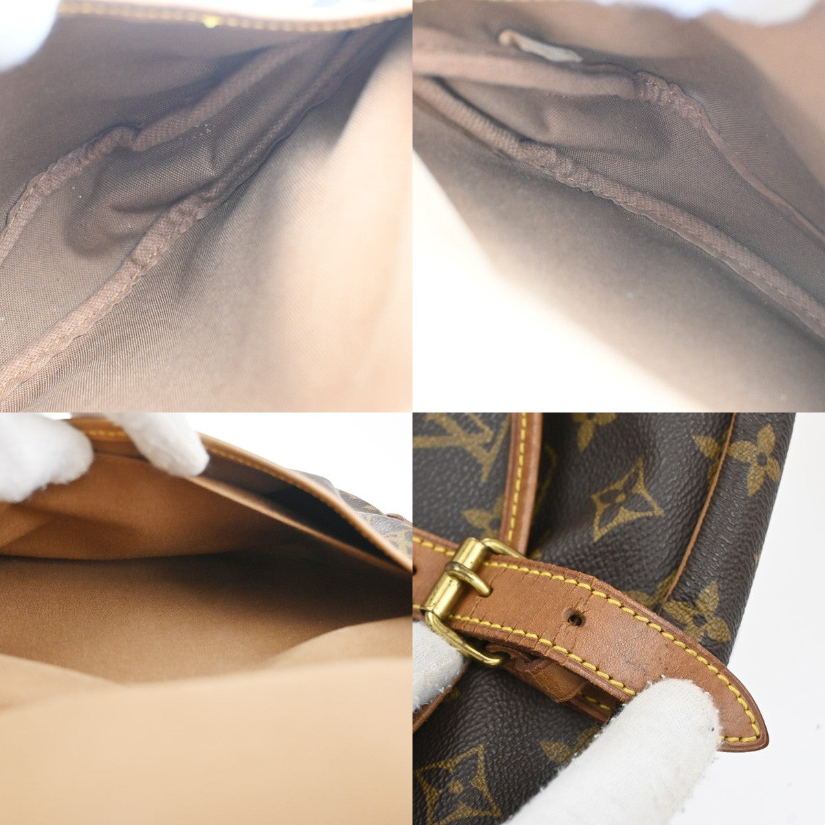 LOUIS VUITTON Logo Saumur 30 Shoulder Bag Monogram Leather Brown M42256 73CA867