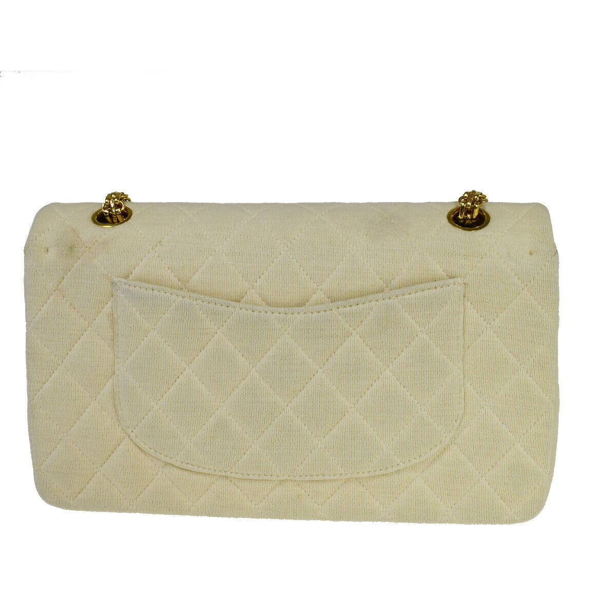 CHANEL CC Matelasse 25 Double Flap Chain Shoulder Bag Canvas Leather IY 332RJ544