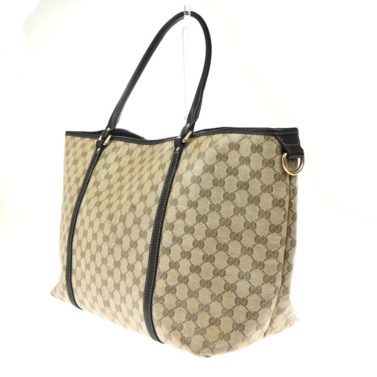 GUCCI GG Pattern Crystal Shoulder Tote Bag Coating Canvas Leather Brown 87EG286