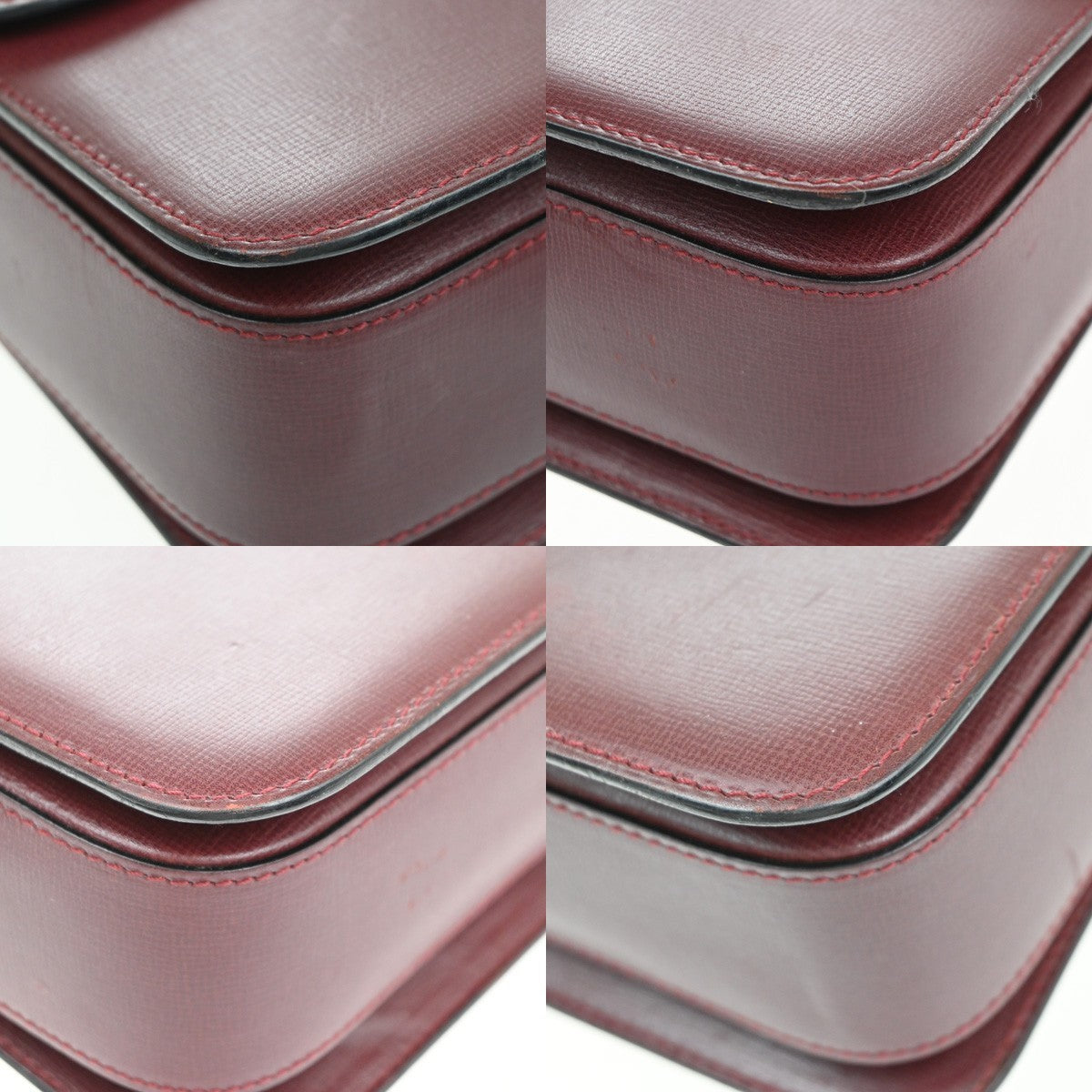 MUST DE CARTIER 2C Logo Shoulder Bag Leather Bordeaux Red GHW Italy 34EG398